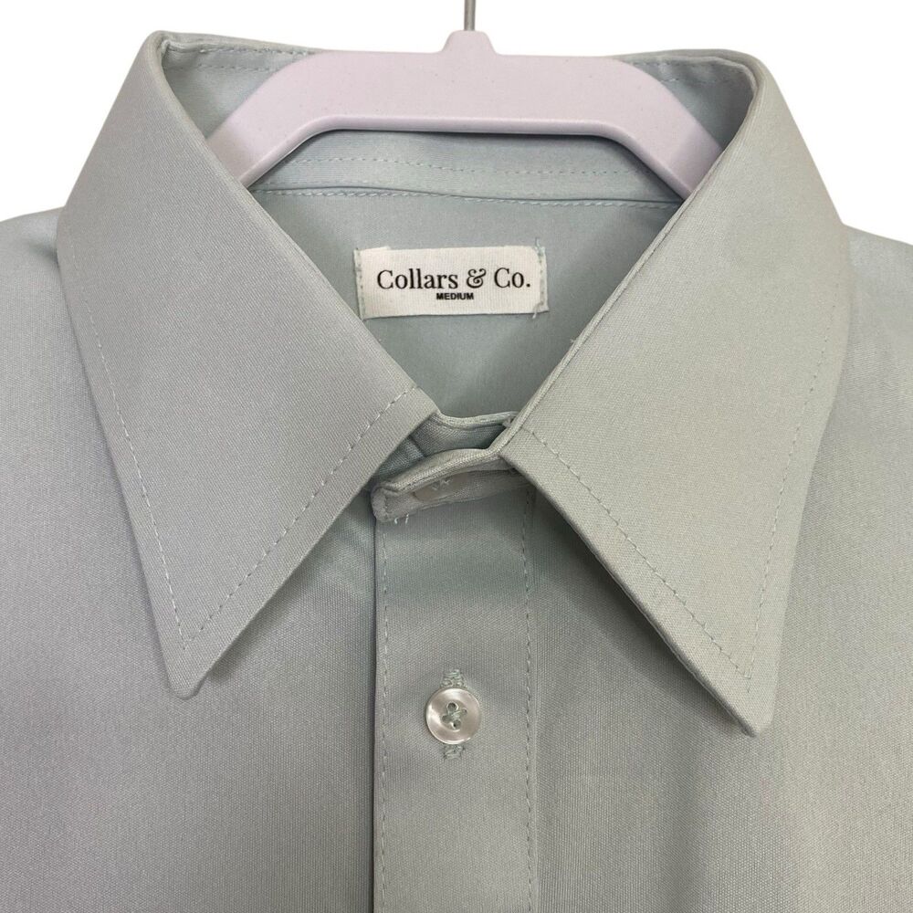 Collars & Co Polo Shirt Mens Medium Light Blue Preppy Dress Collar Preppy Office